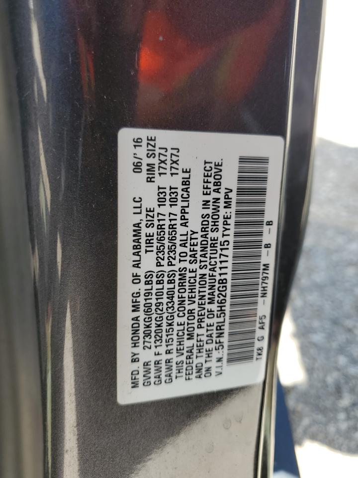 VIN 5FNRL5H62GB111715 2016 HONDA All Models no.13