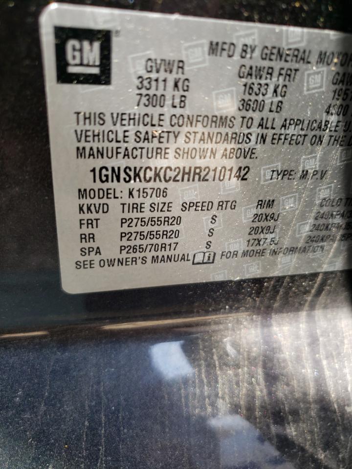 1GNSKCKC2HR210142 2017 Chevrolet Tahoe K1500 Premier