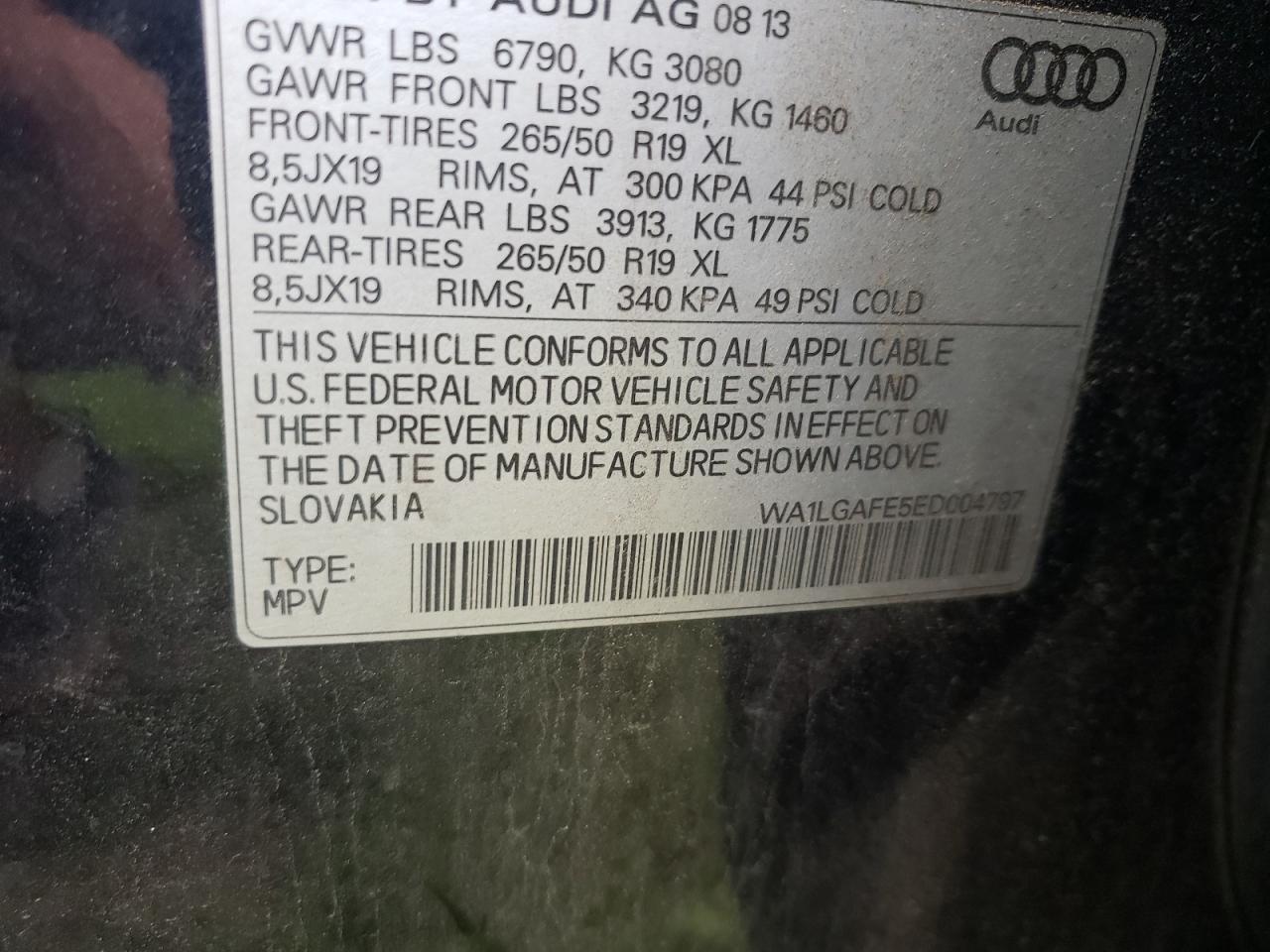 WA1LGAFE5ED004797 2014 Audi Q7 Premium Plus