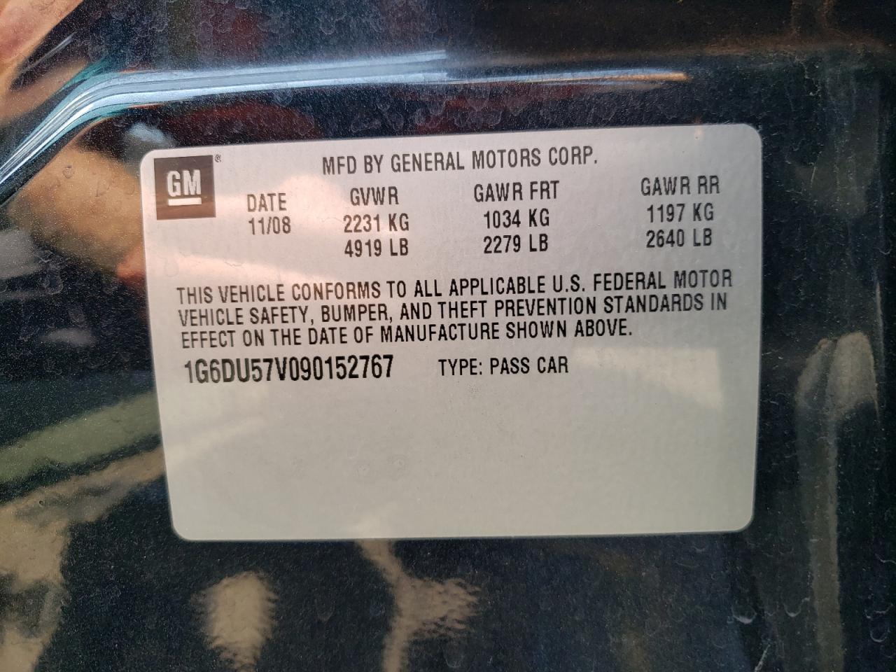 2009 Cadillac Cts Hi Feature V6 VIN: 1G6DU57V090152767 Lot: 60816584