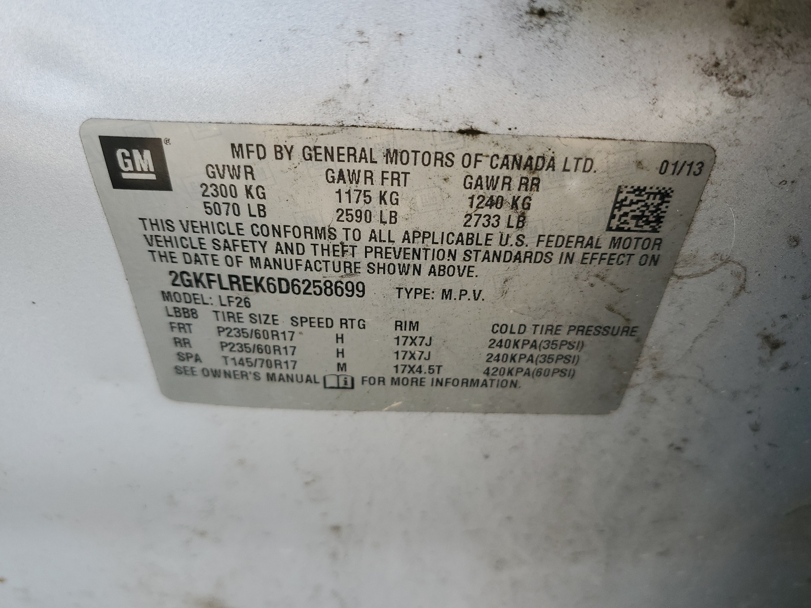 2GKFLREK6D6258699 2013 GMC Terrain Sle