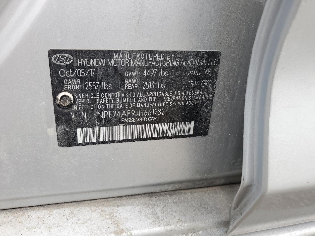 5NPE24AF9JH661282 2018 Hyundai Sonata Se