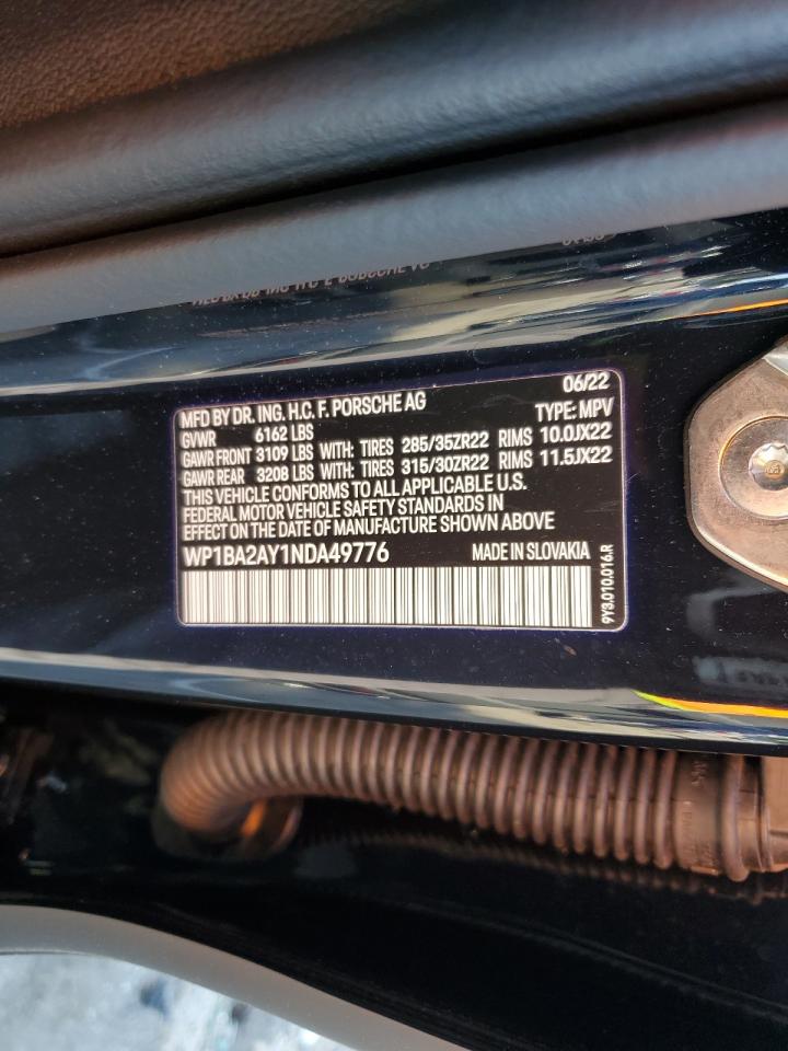 2022 Porsche Cayenne Coupe VIN: WP1BA2AY1NDA49776 Lot: 59605643