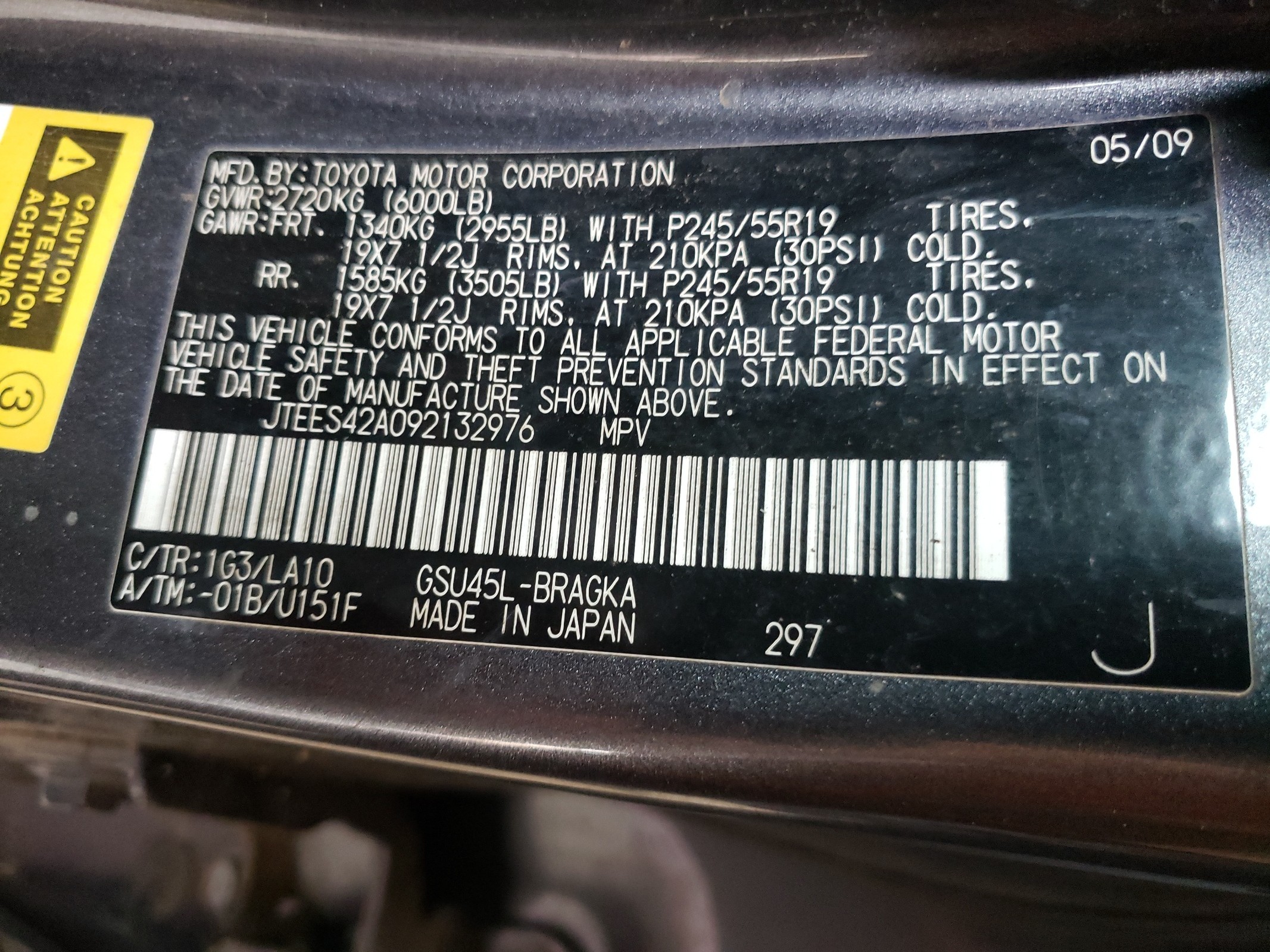 JTEES42A092132976 2009 Toyota Highlander Limited