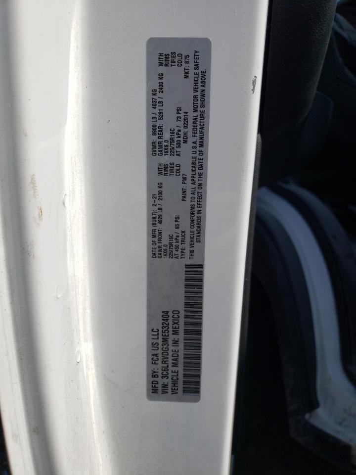 2021 Ram Promaster 2500 2500 High VIN: 3C6LRVDG3ME532404 Lot: 78431624