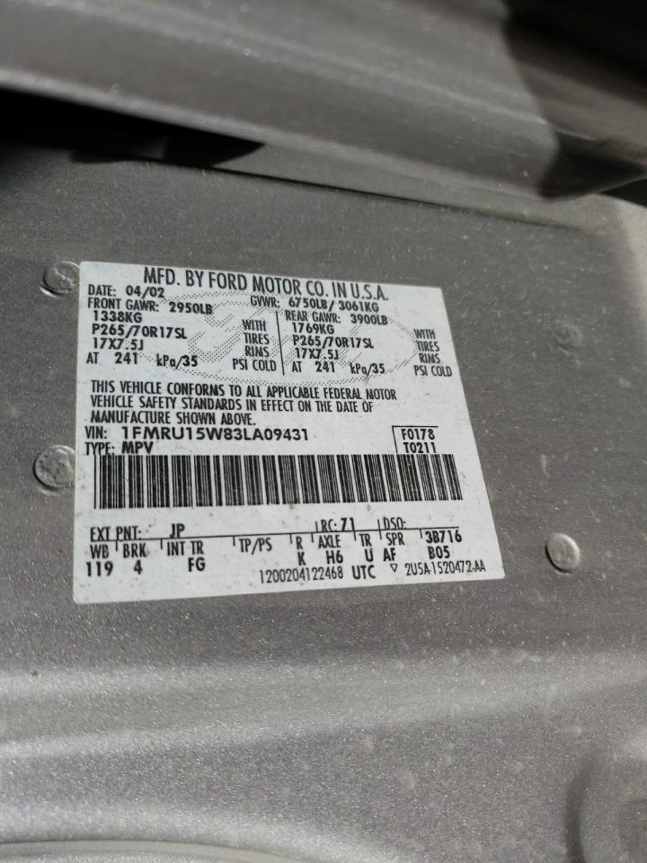 1FMRU15W83LA09431 2003 Ford Expedition Xlt