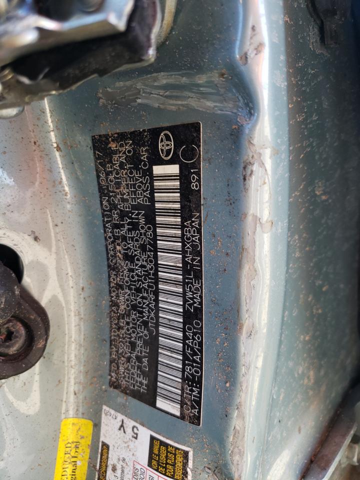 2017 Toyota Prius VIN: JTDKARFU1H3047780 Lot: 58982333