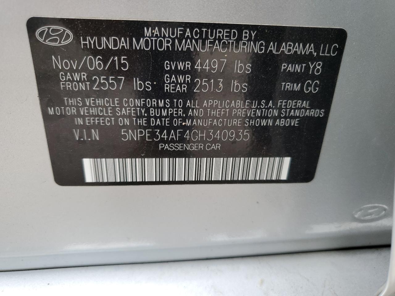 5NPE34AF4GH340935 2016 Hyundai Sonata Sport