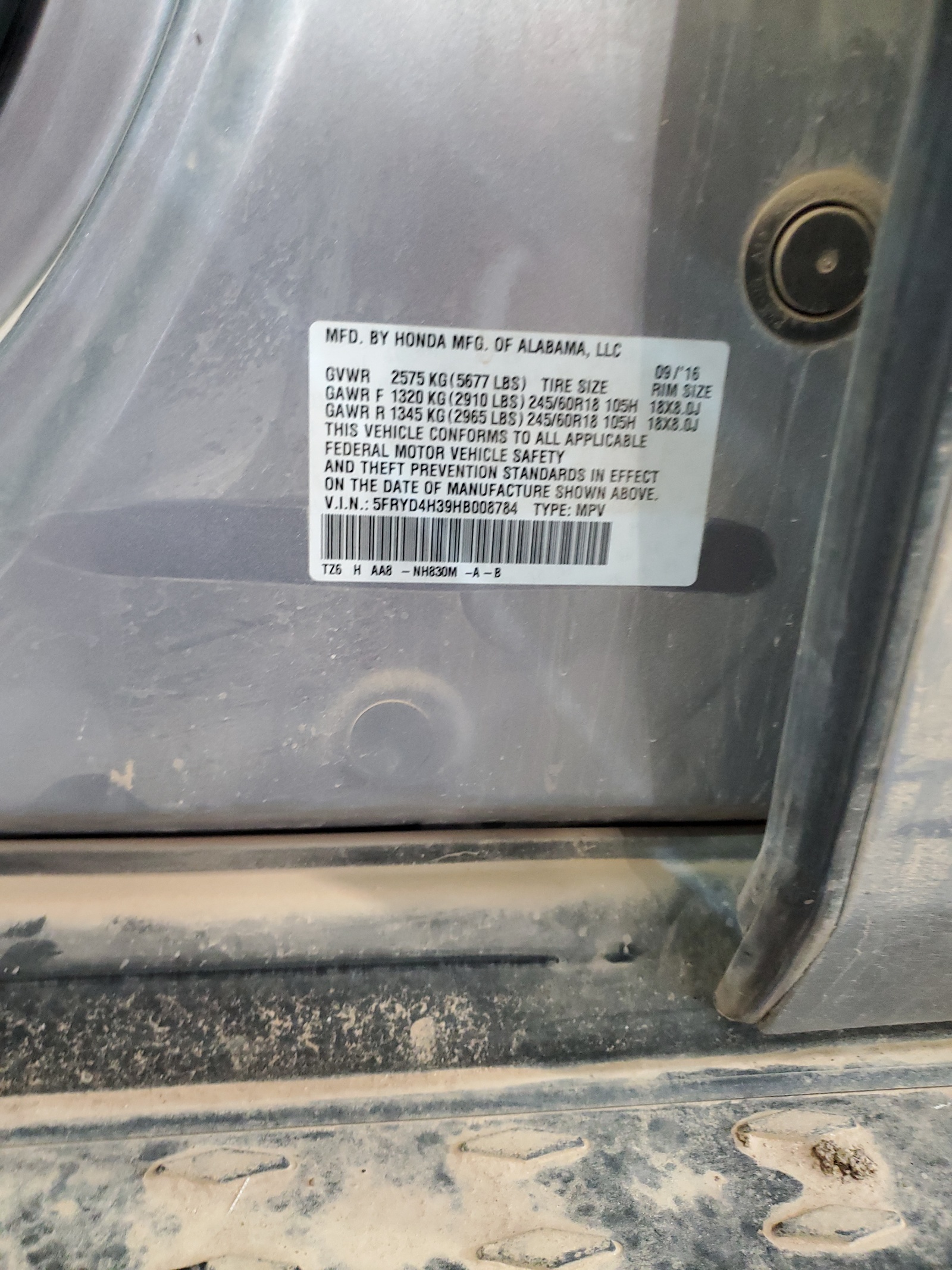 5FRYD4H39HB008784 2017 Acura Mdx