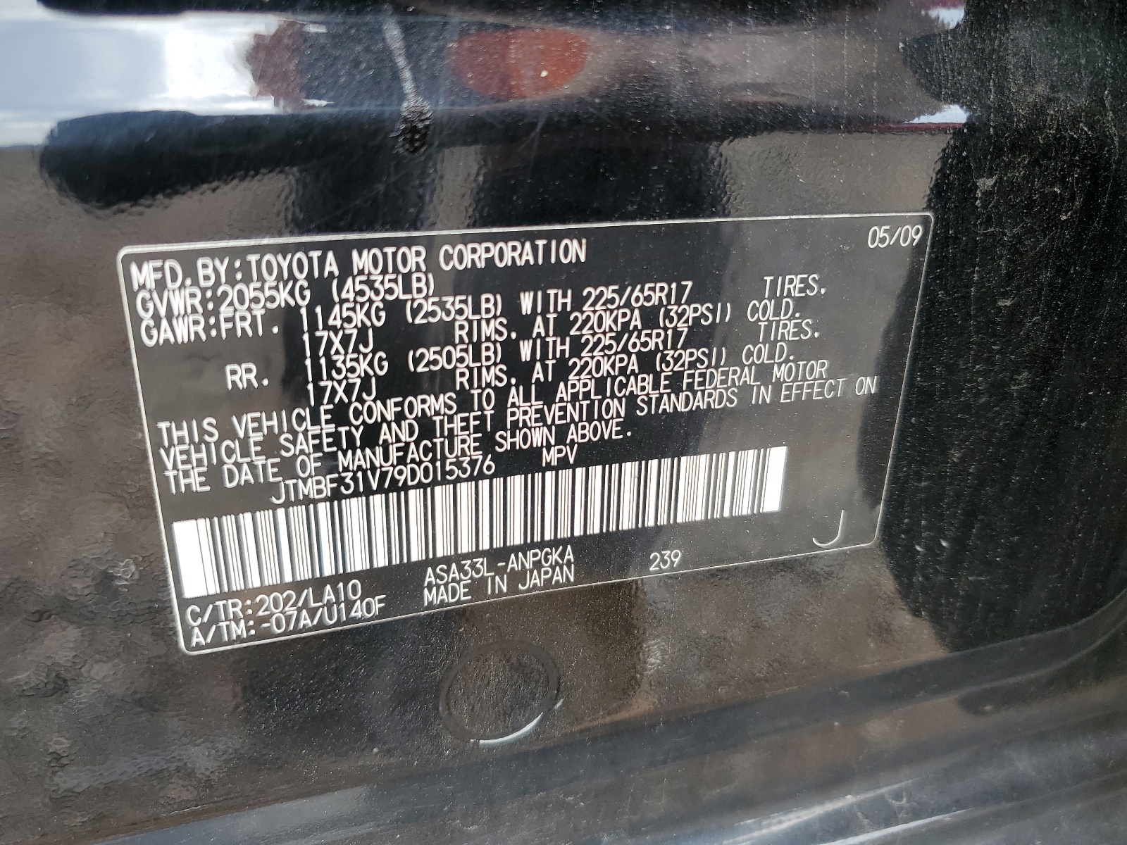 JTMBF31V79D015376 2009 Toyota Rav4 Limited