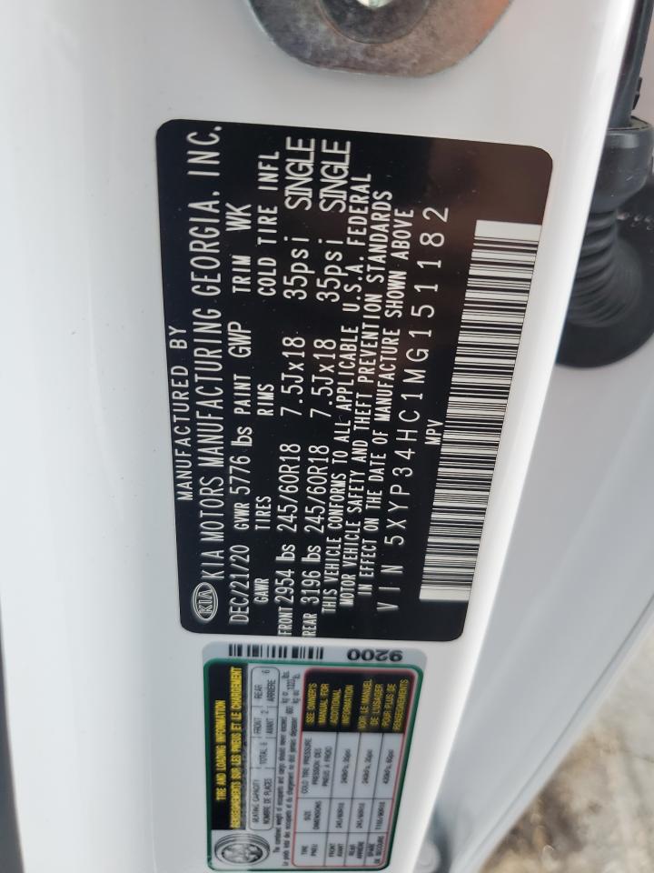 2021 Kia Telluride Ex VIN: 5XYP34HC1MG151182 Lot: 61161324