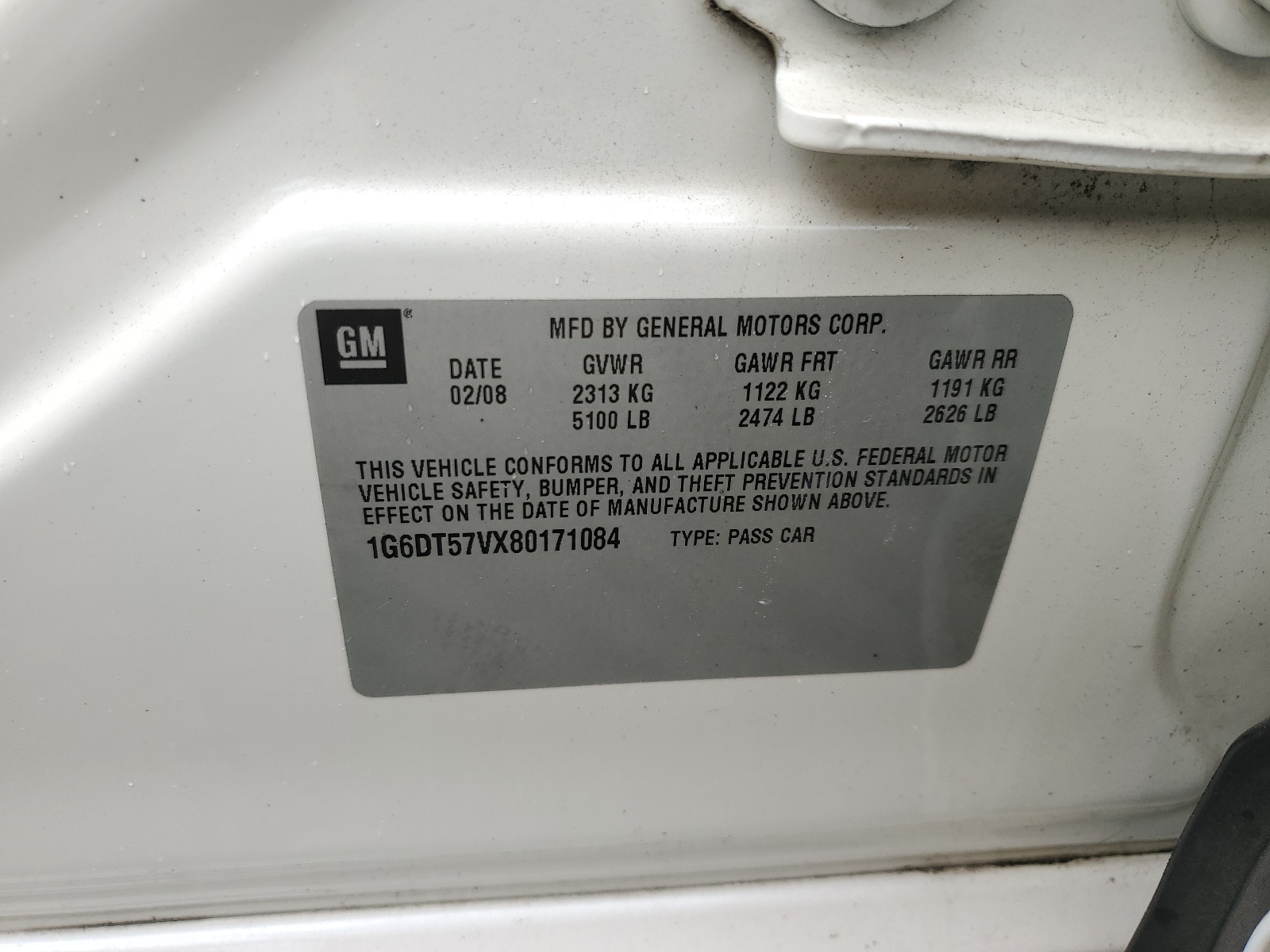 1G6DT57VX80171084 2008 Cadillac Cts Hi Feature V6