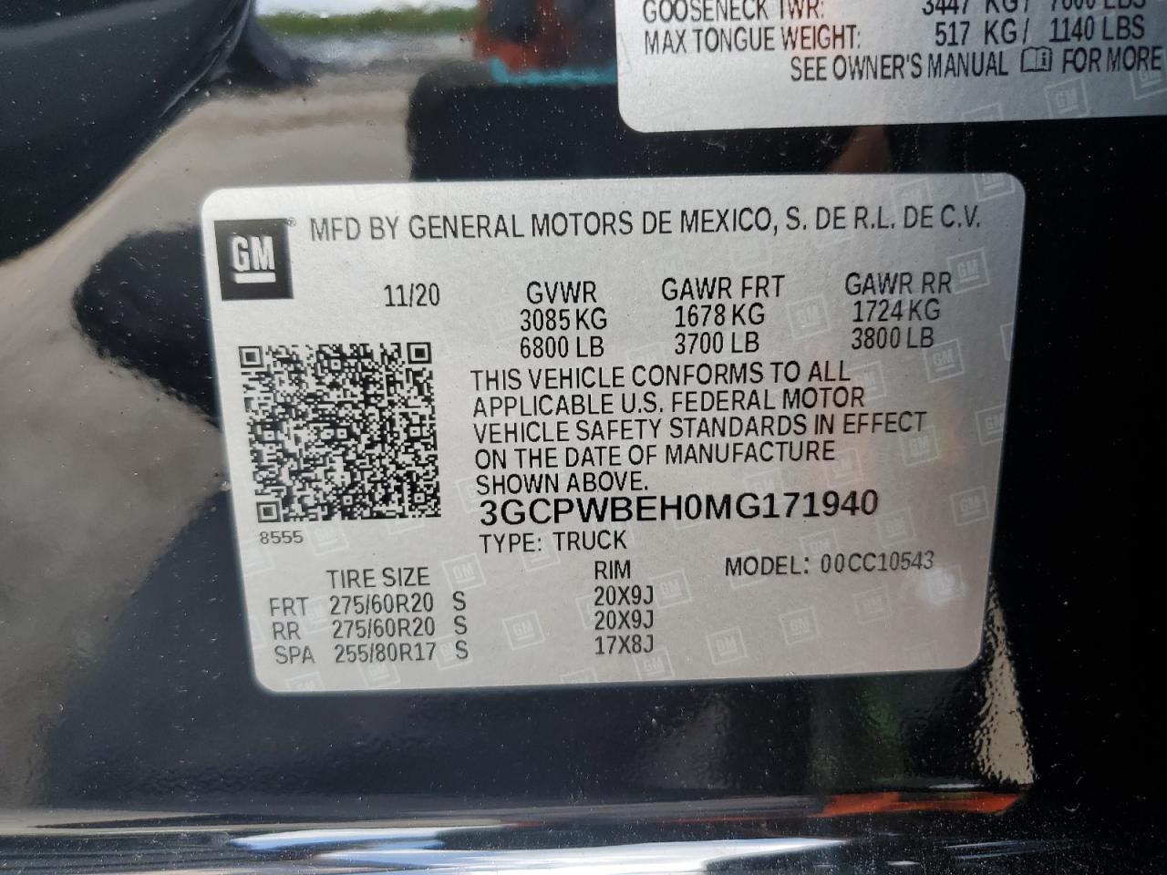 2021 Chevrolet Silverado C1500 Custom VIN: 3GCPWBEH0MG171940 Lot: 63871324