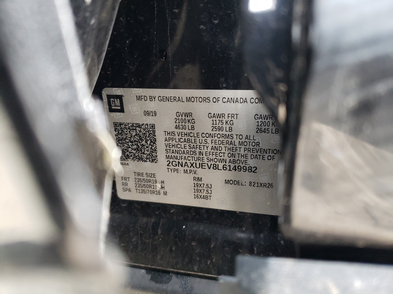 2GNAXUEV8L6149982 2020 Chevrolet Equinox Lt