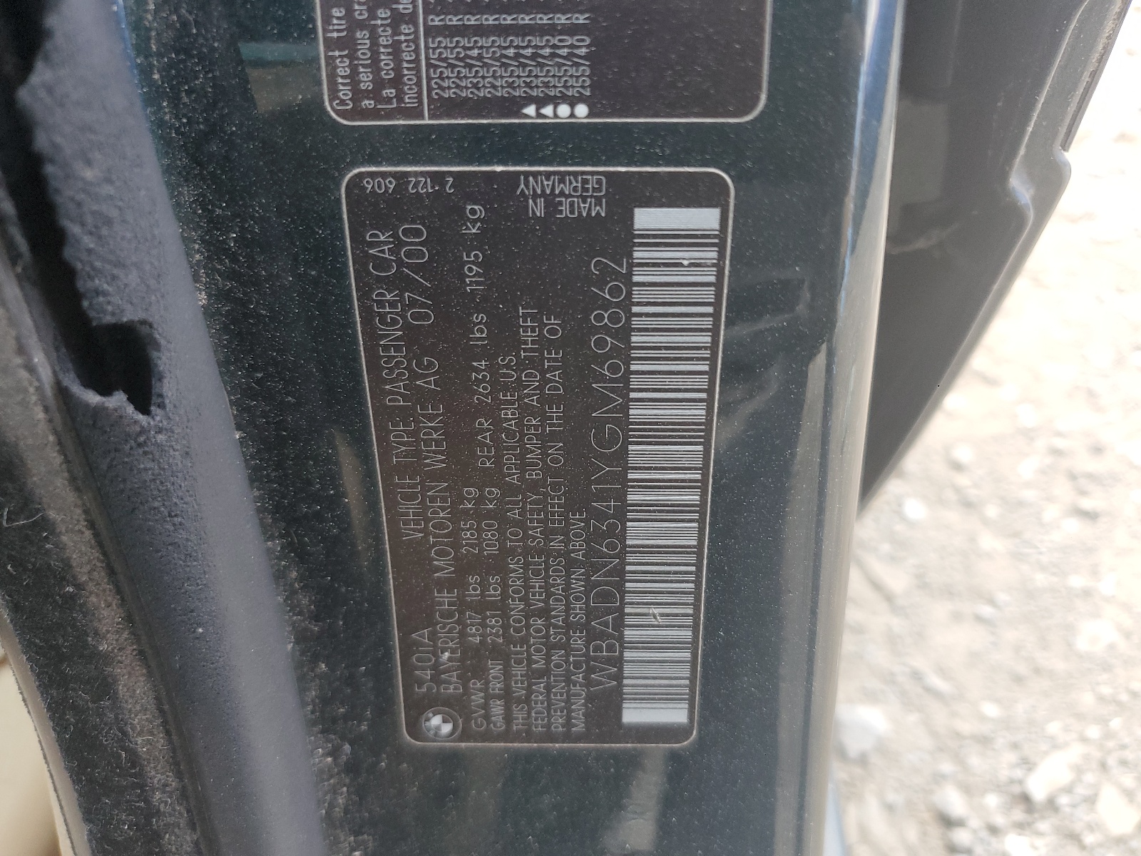 WBADN6341YGM69862 2000 BMW 540 I Automatic