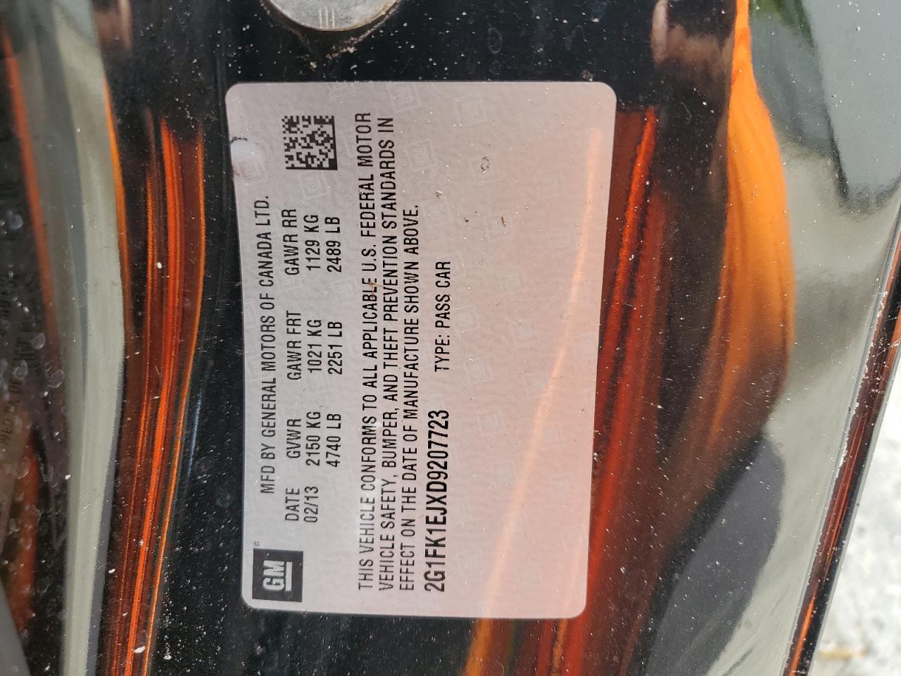 2013 Chevrolet Camaro 2Ss VIN: 2G1FK1EJXD9207723 Lot: 62256514