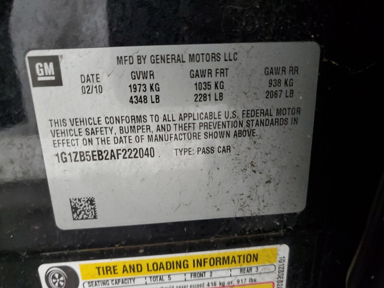 2010 Chevrolet Malibu Ls VIN: 1G1ZB5EB2AF222040 Lot: 63661744