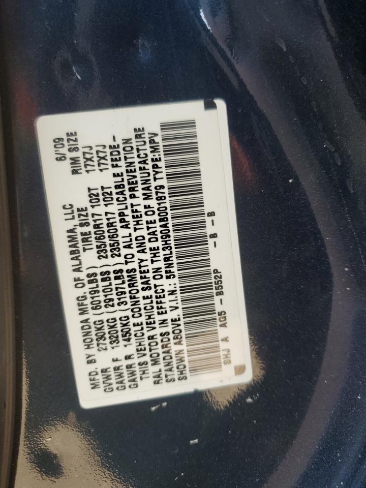 2010 Honda Odyssey Touring VIN: 5FNRL3H90AB001879 Lot: 64860244