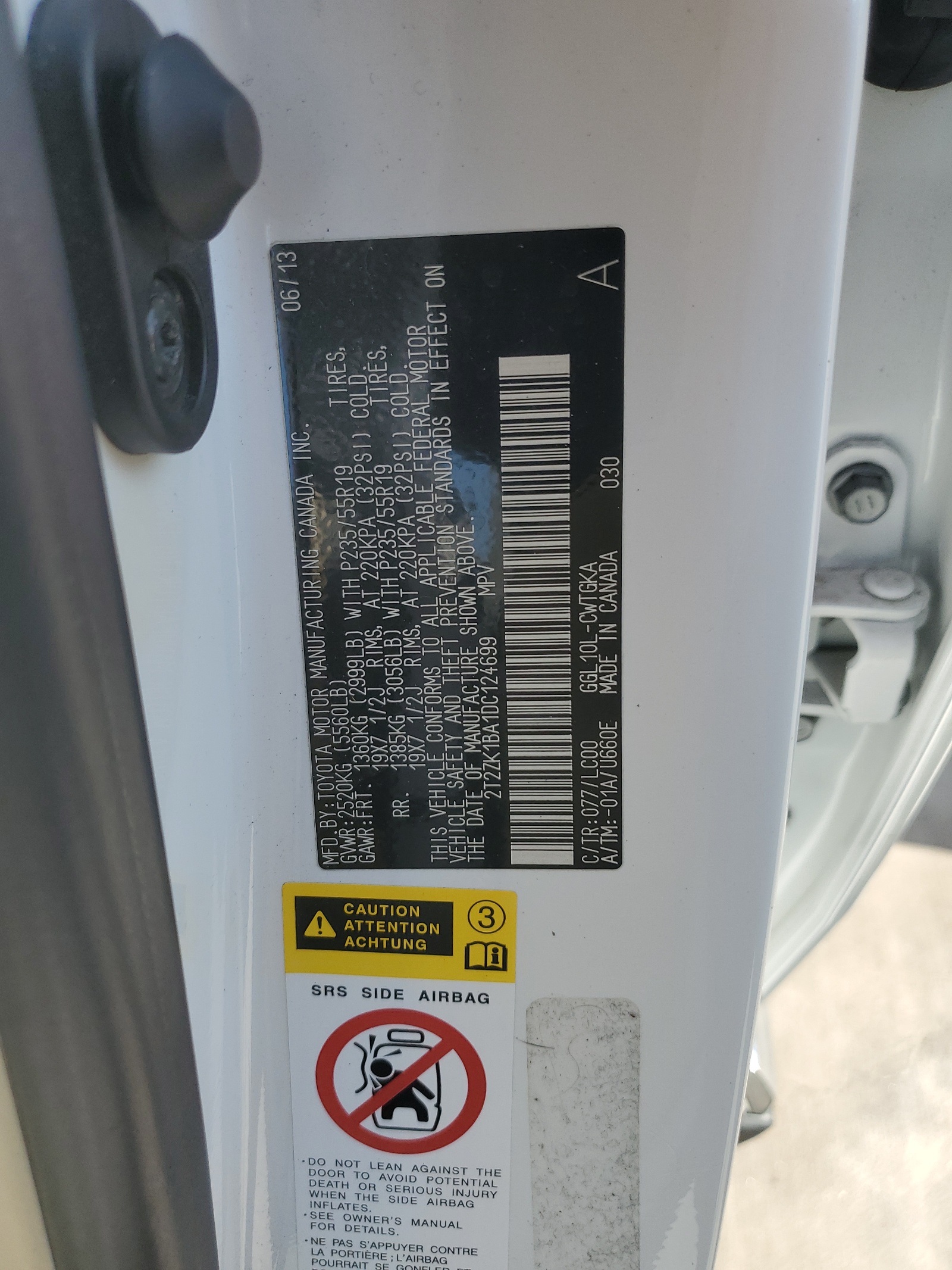 2T2ZK1BA1DC124699 2013 Lexus Rx 350