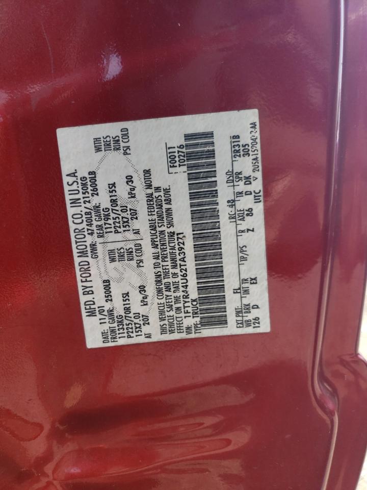 2002 Ford Ranger Super Cab VIN: 1FTYR44U62TA39271 Lot: 62902284