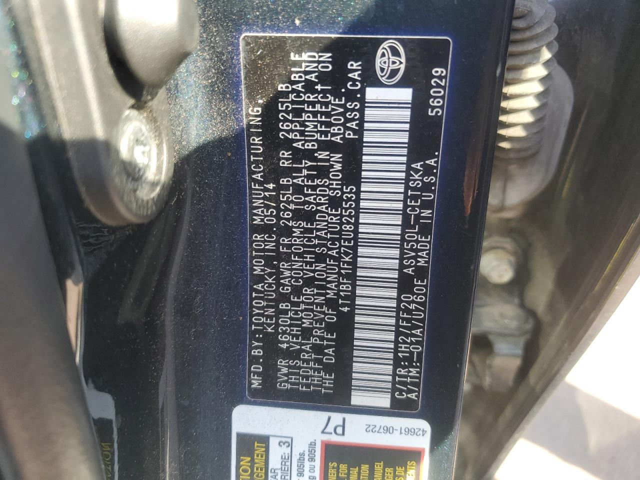 4T1BF1FK7EU825535 2014 Toyota Camry L