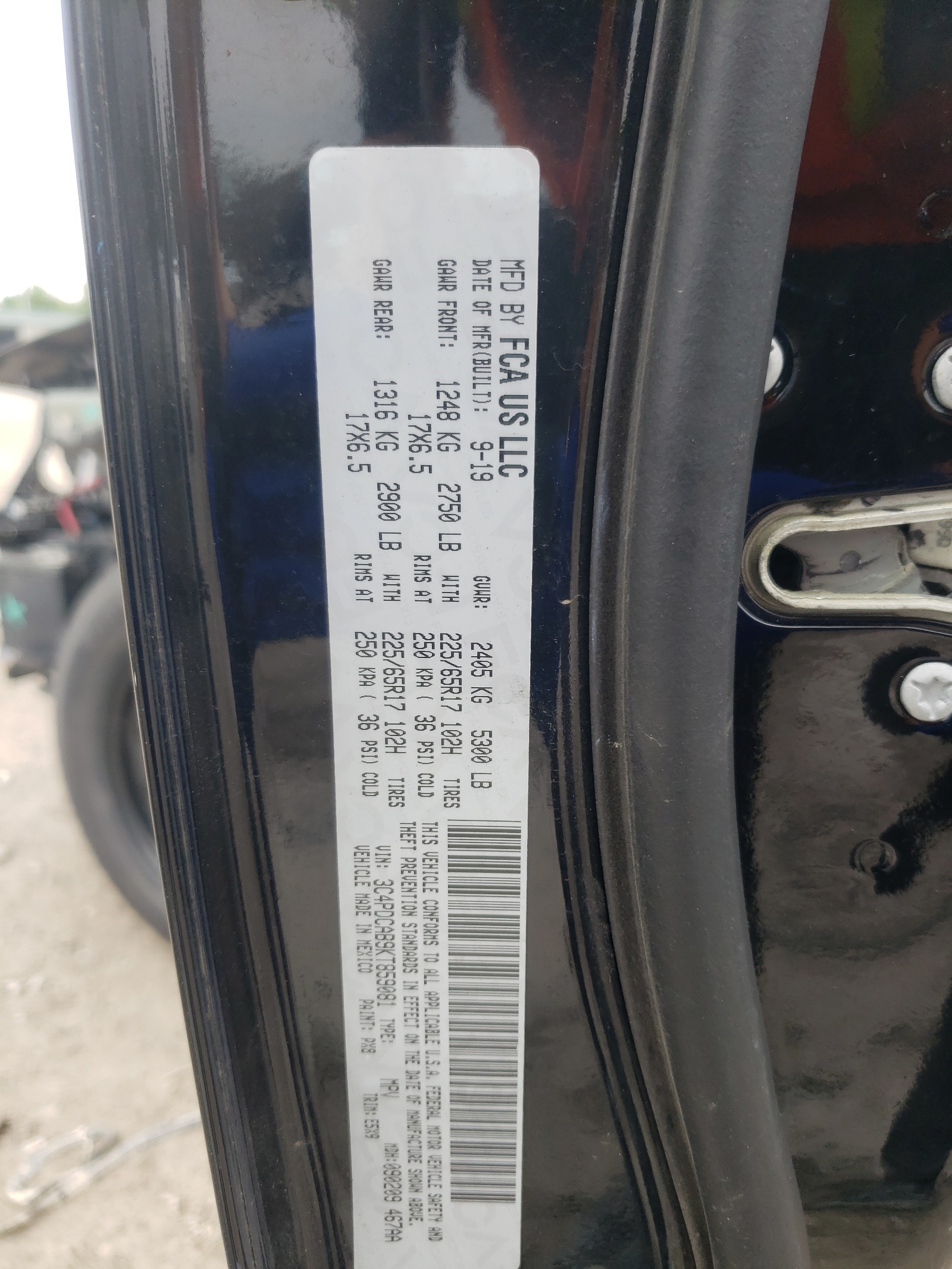 3C4PDCAB9KT859081 2019 Dodge Journey Se