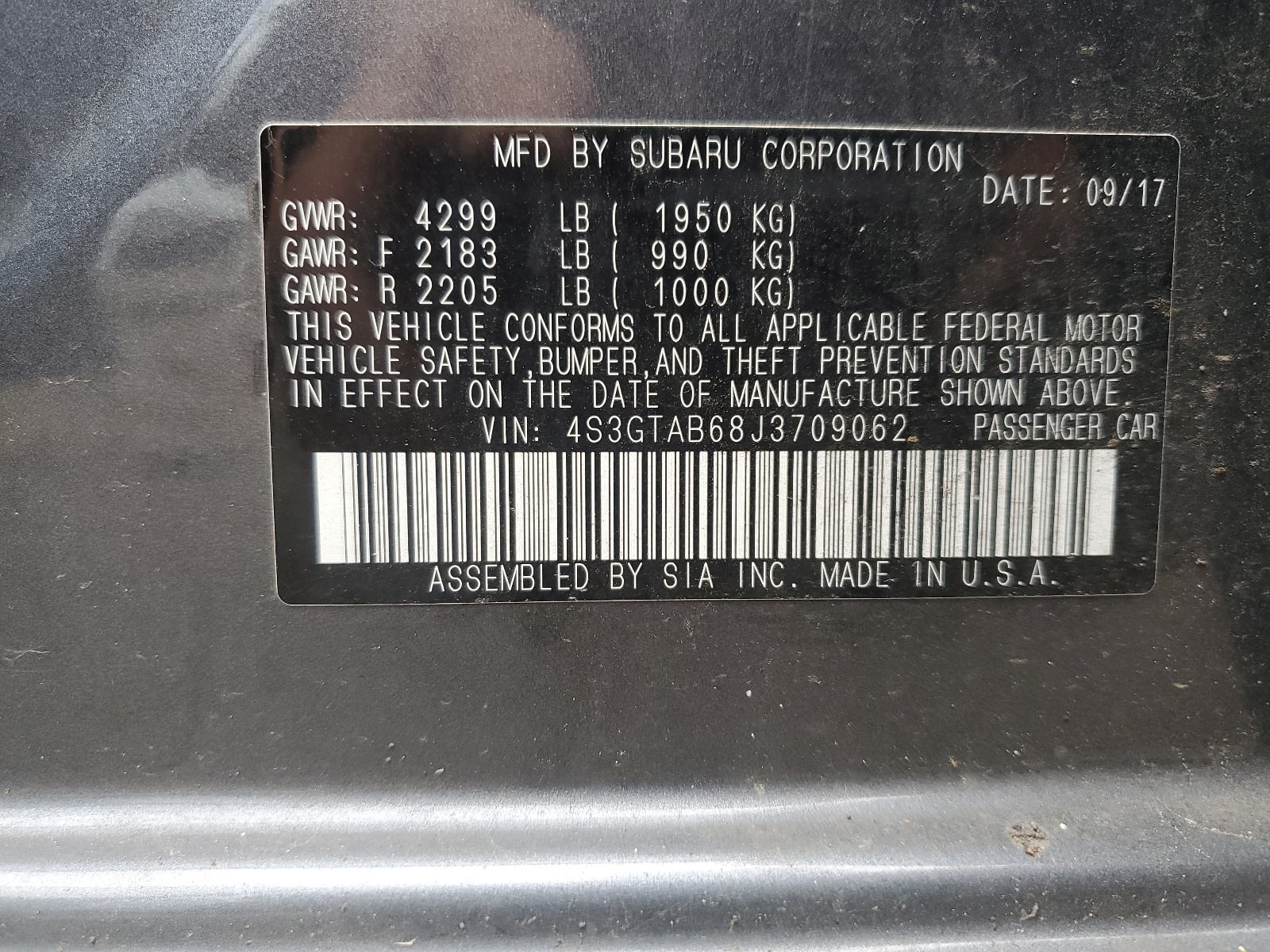 4S3GTAB68J3709062 2018 Subaru Impreza Premium