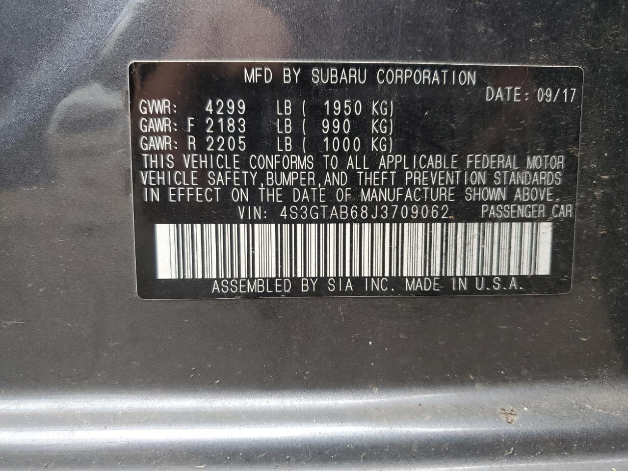 2018 Subaru Impreza Premium VIN: 4S3GTAB68J3709062 Lot: 63300034