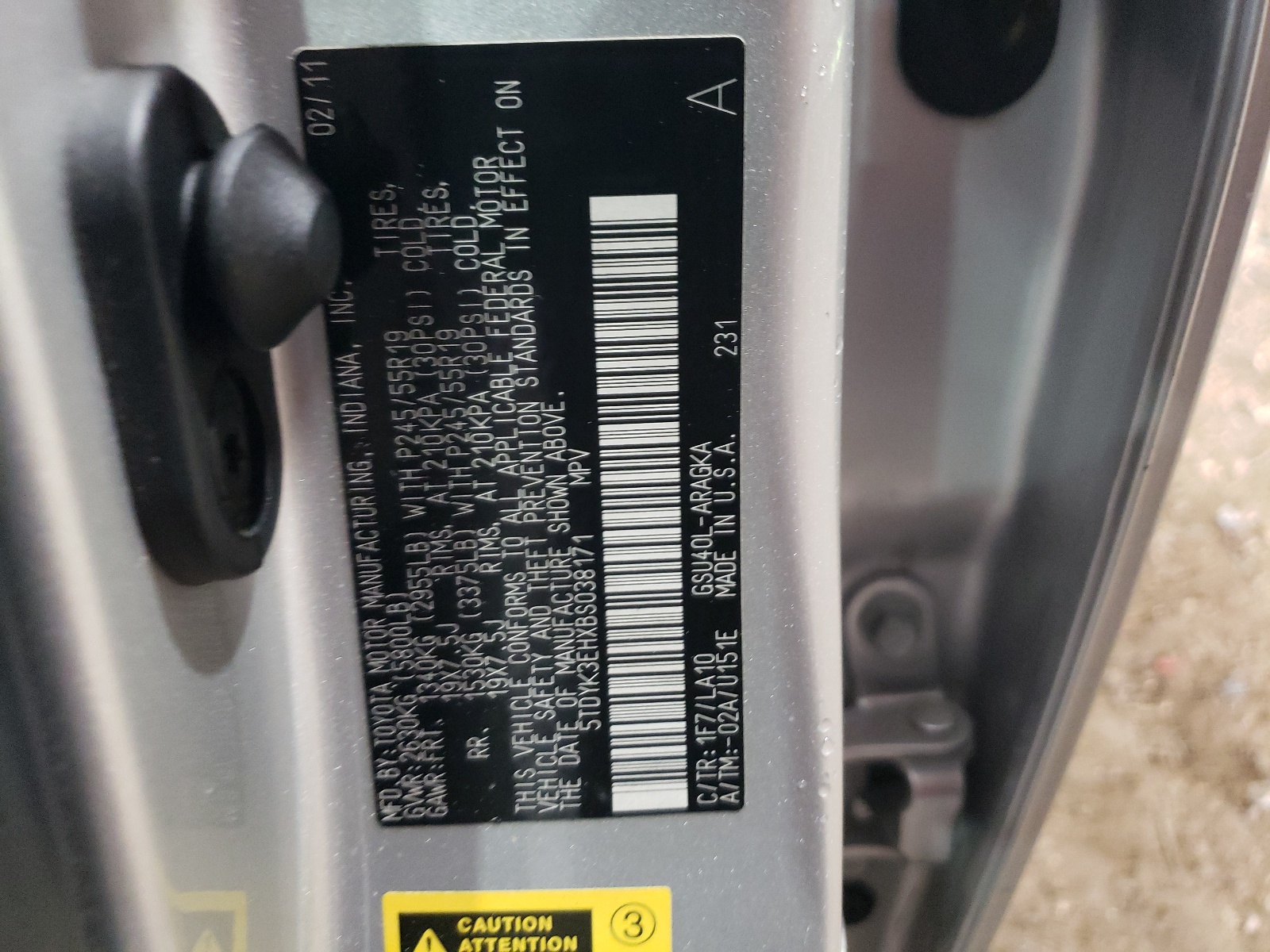 5TDYK3EHXBS038171 2011 Toyota Highlander Limited