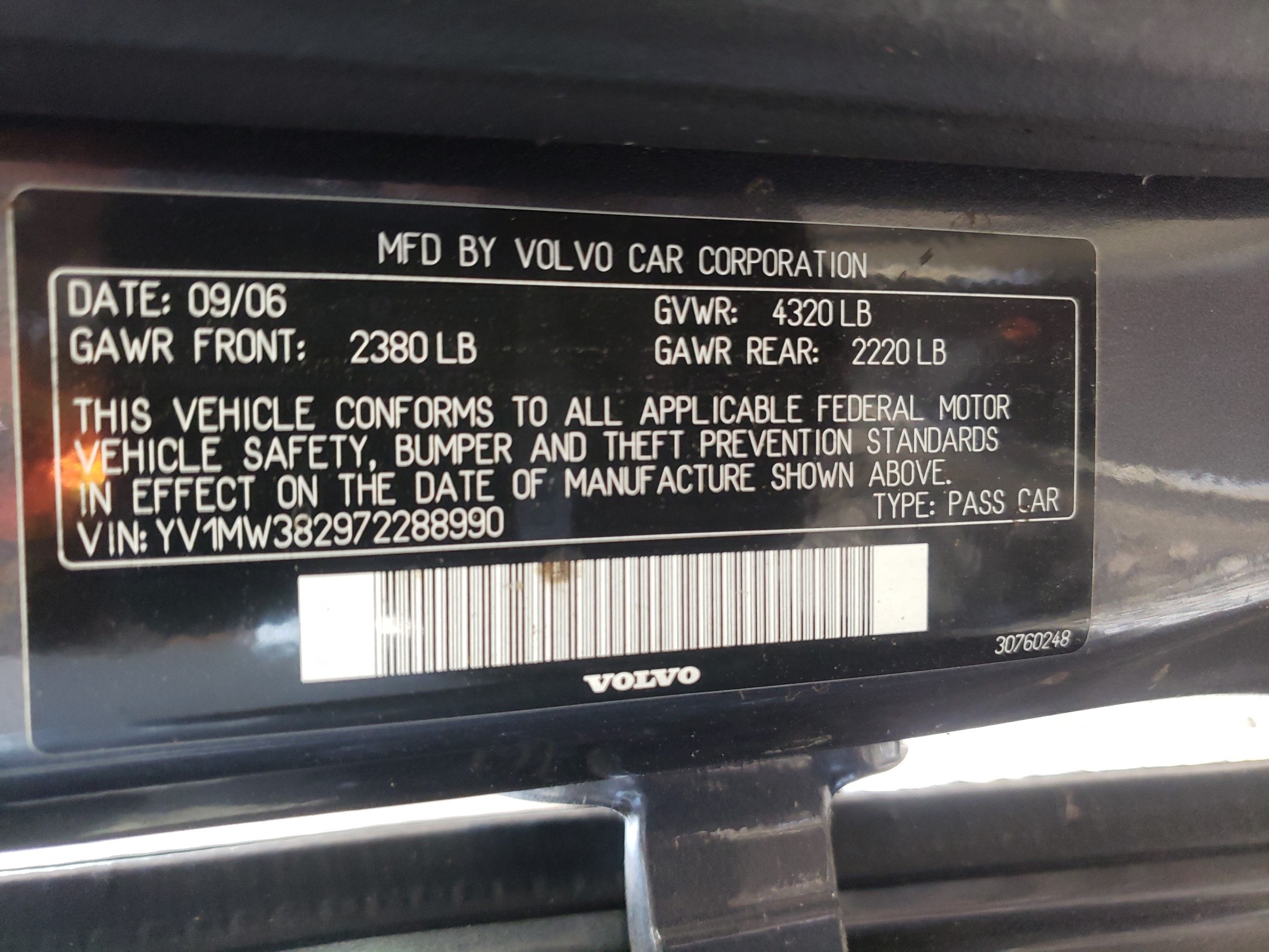 YV1MW382972288990 2007 Volvo V50 2.4I