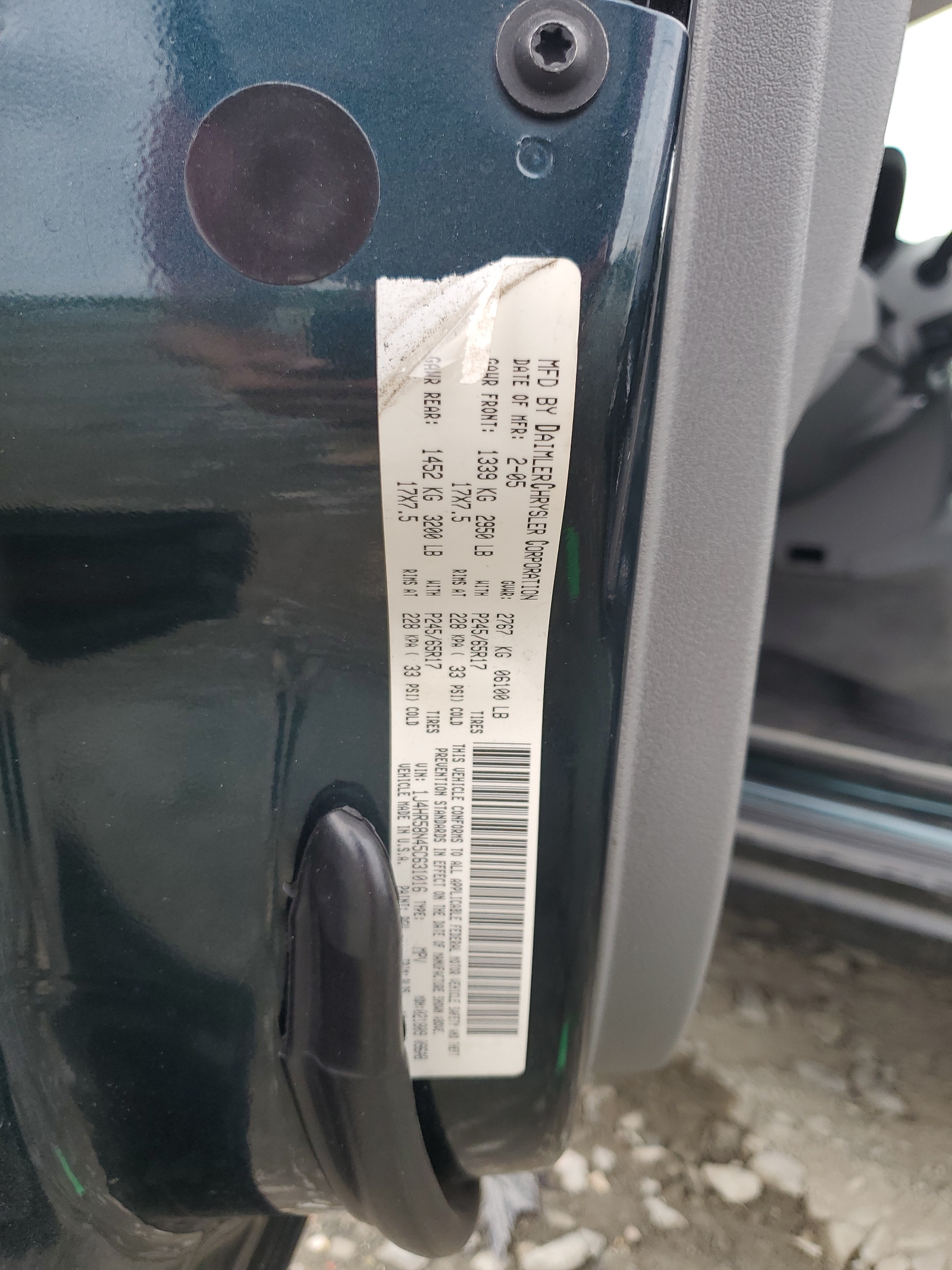 1J4HR58N45C631016 2005 Jeep Grand Cherokee Limited