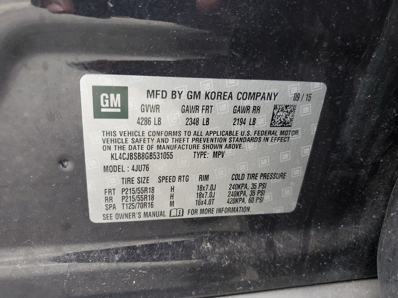 KL4CJBSB8GB531055 2016 Buick Encore Convenience