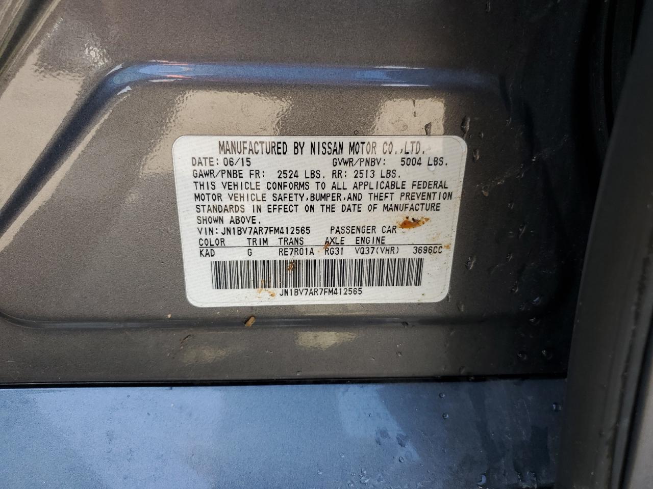 2015 Infiniti Q50 Base VIN: JN1BV7AR7FM412565 Lot: 60605184