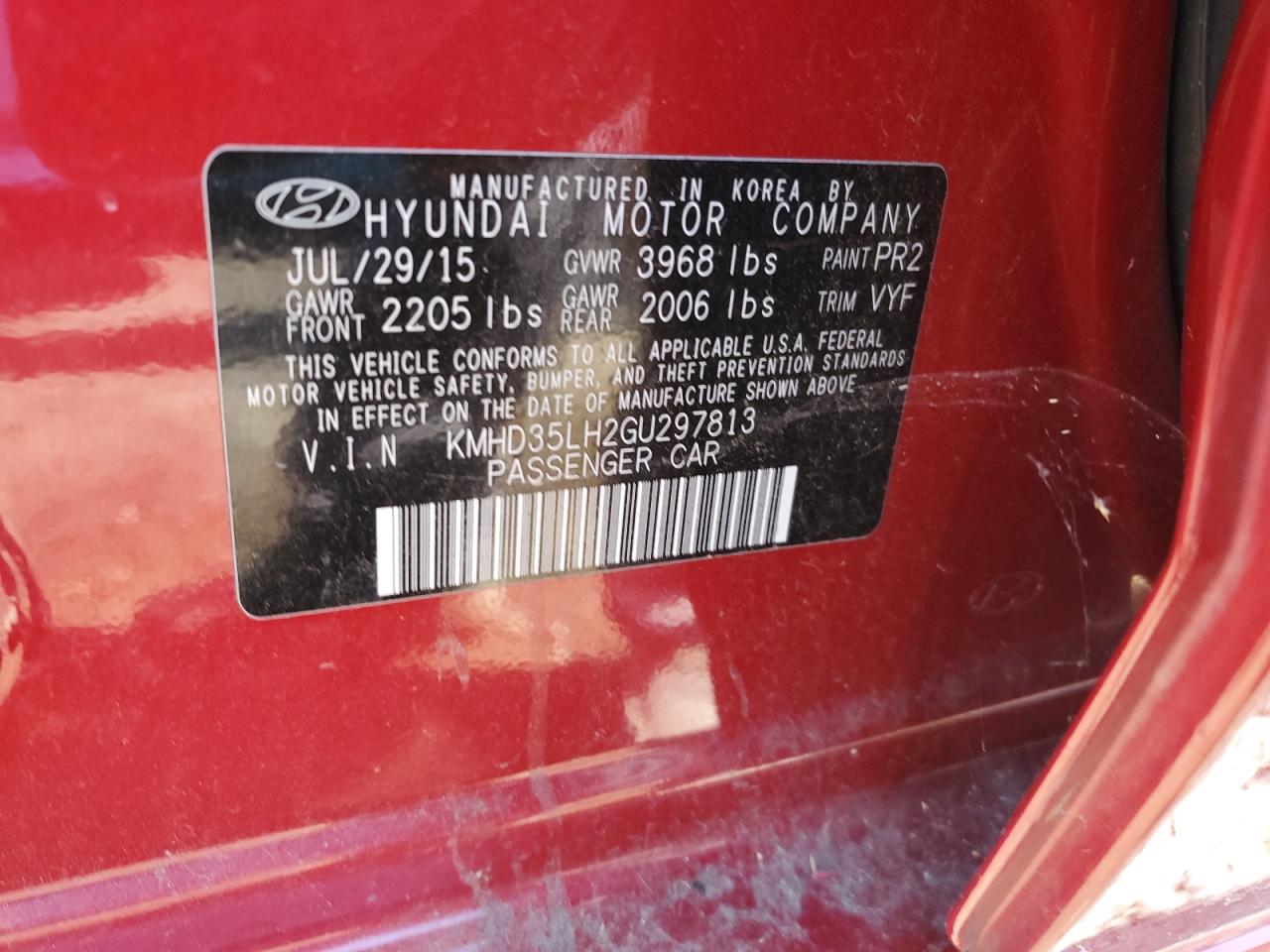 2016 Hyundai Elantra Gt VIN: KMHD35LH2GU297813 Lot: 61937134