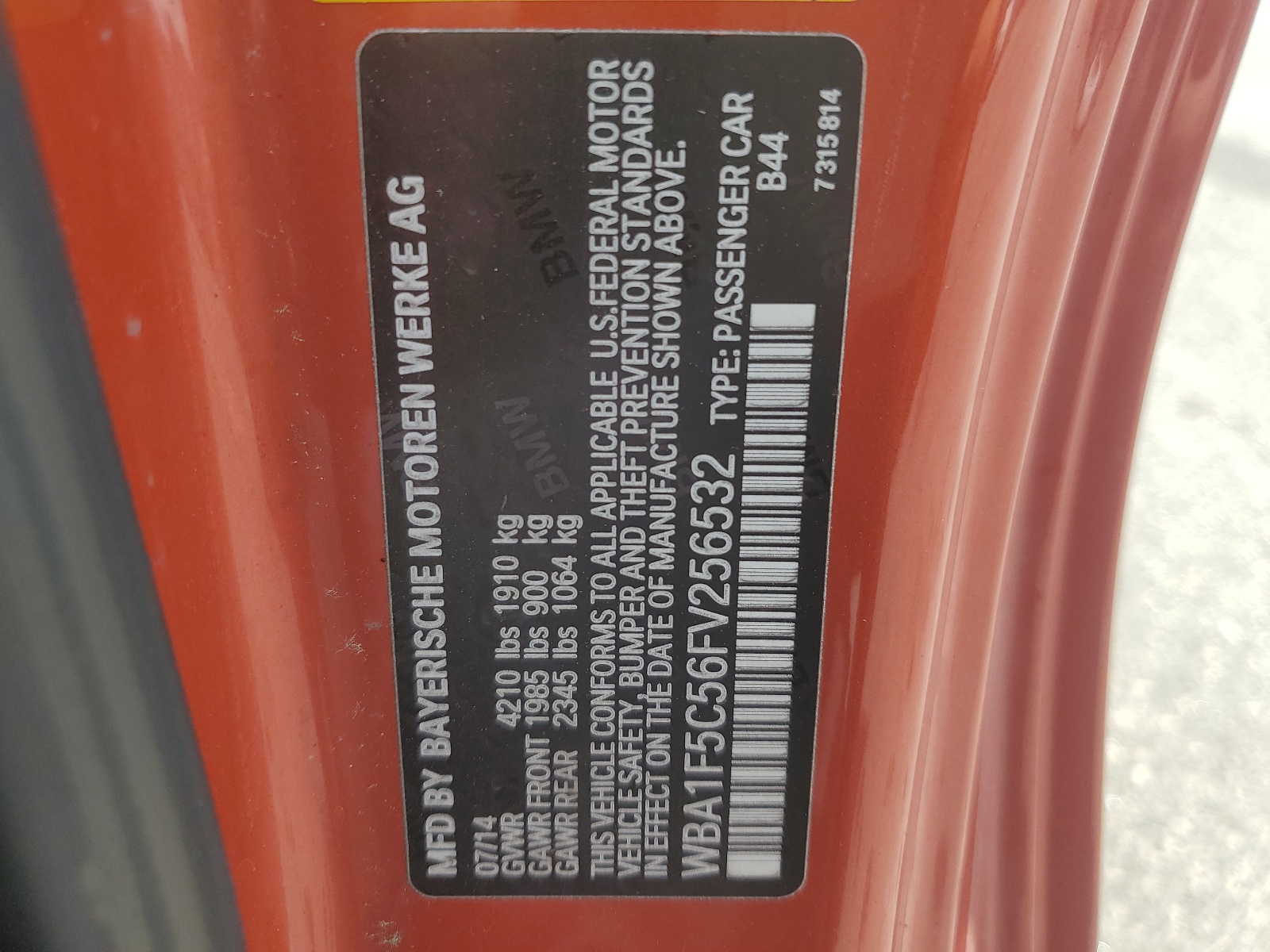 WBA1F5C56FV256532 2015 BMW 228 I