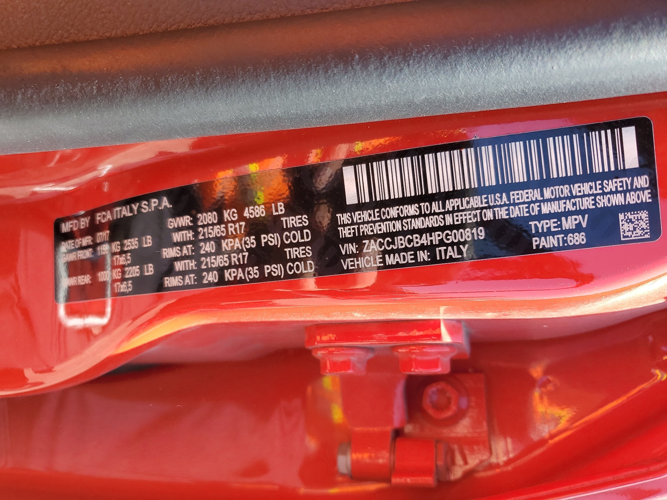 ZACCJBCB4HPG00819 2017 Jeep Renegade Trailhawk