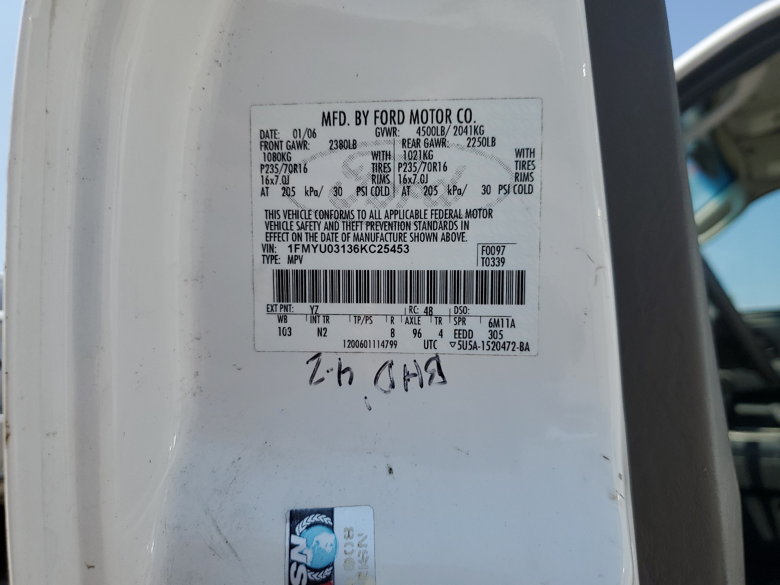 1FMYU03136KC25453 2006 Ford Escape Xlt