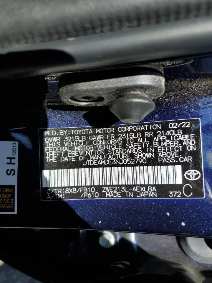 JTDEAMDE3NJ052790 TOYOTA COROLLA 2022