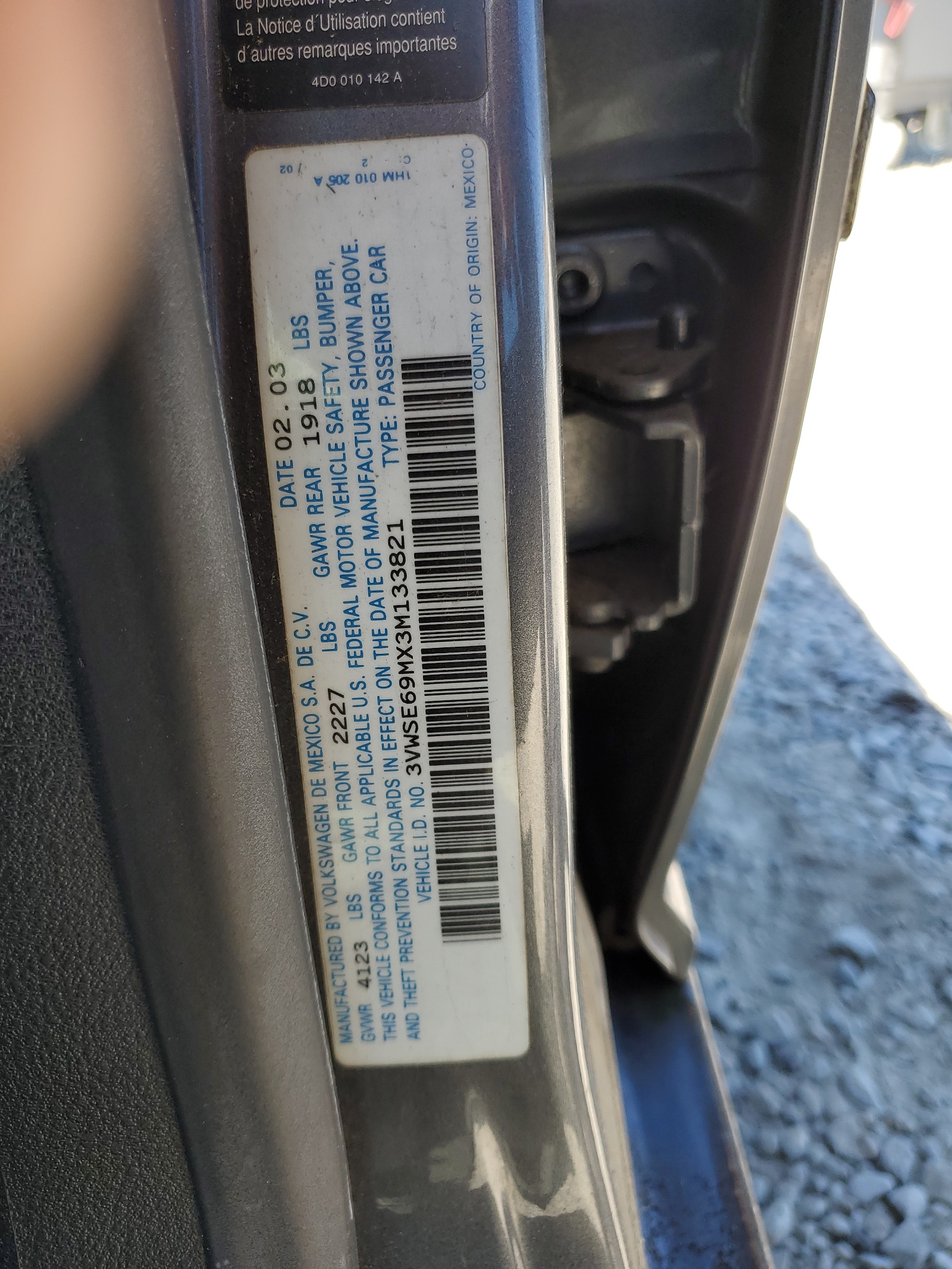 3VWSE69MX3M133821 2003 Volkswagen Jetta Gls