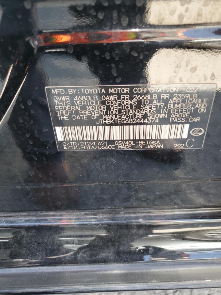 2011 Lexus Es 350 VIN: JTHBK1EG6B2444374 Lot: 65175534