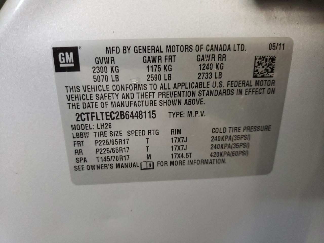 2011 GMC Terrain Sle VIN: 2CTFLTEC2B6448115 Lot: 63233274