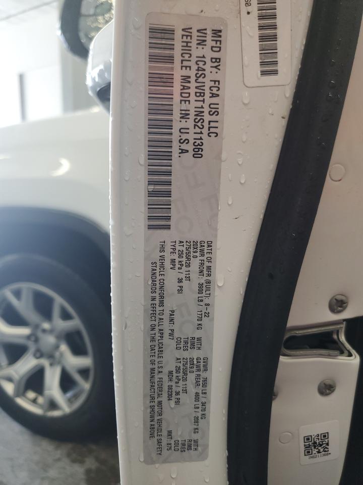 2022 Jeep Wagoneer Series Ii VIN: 1C4SJVBT1NS211360 Lot: 64627414