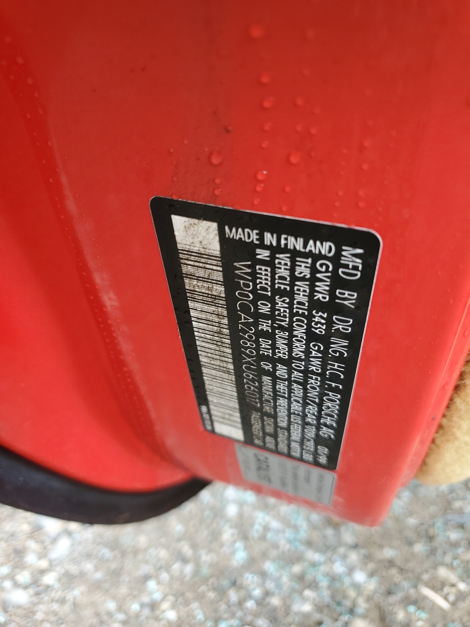 WP0CA2989XU626017 1999 Porsche Boxster