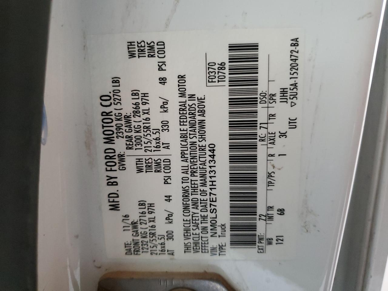 NM0LS7E71H1313440 2017 Ford Transit Connect Xl