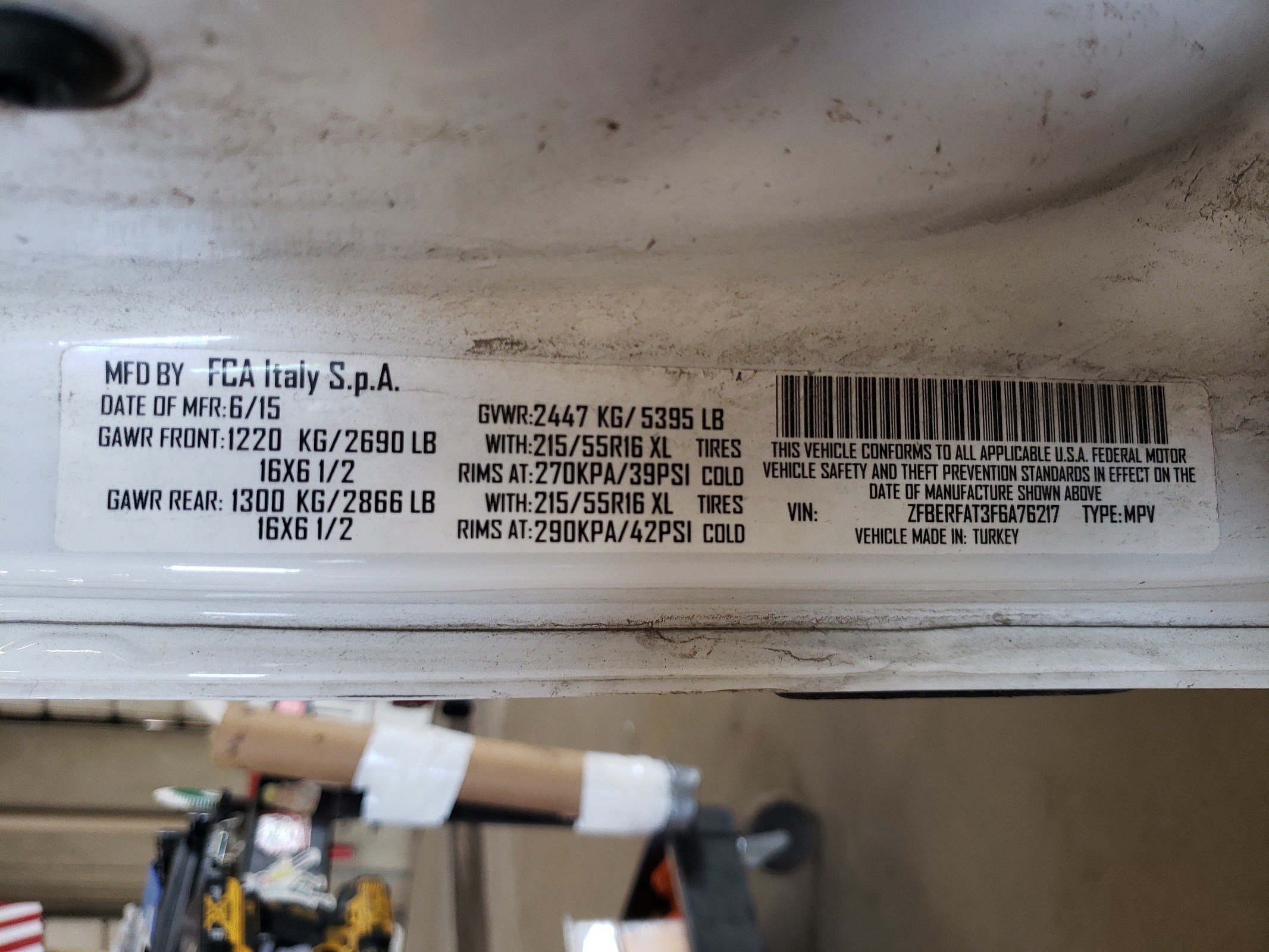 ZFBERFAT3F6A76217 2015 Ram Promaster City