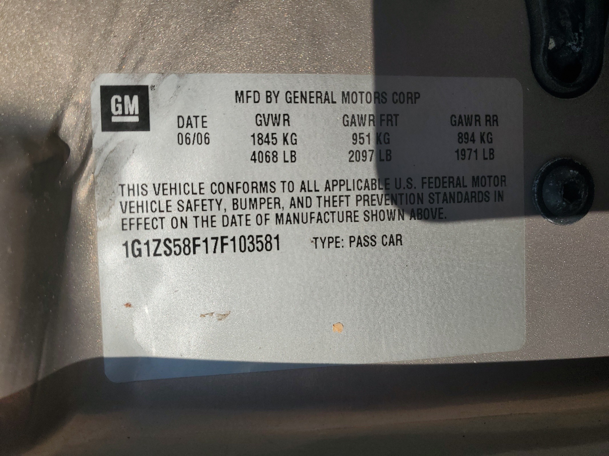 1G1ZS58F17F103581 2007 Chevrolet Malibu Ls