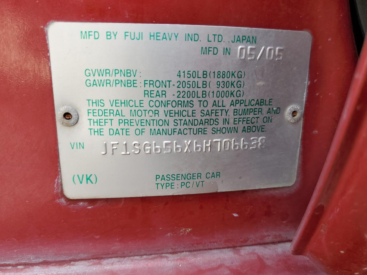 2006 Subaru Forester 2.5X Premium VIN: JF1SG656X6H706638 Lot: 64094194