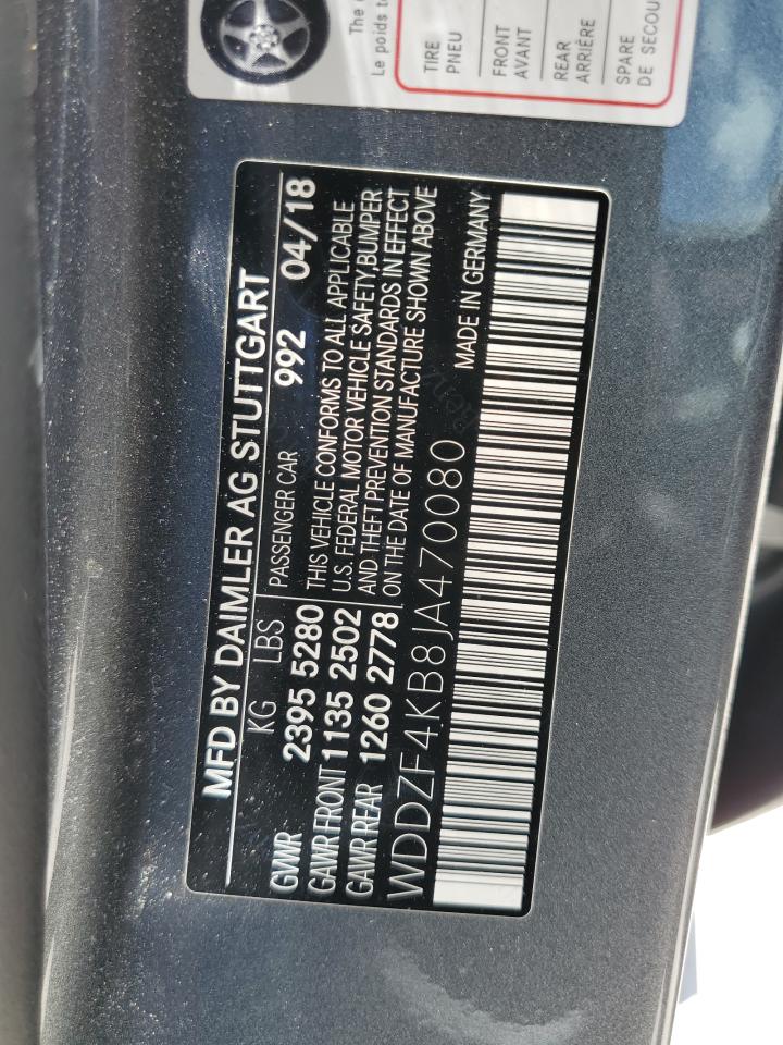 2018 Mercedes-Benz E 300 4Matic VIN: WDDZF4KB8JA470080 Lot: 63397794