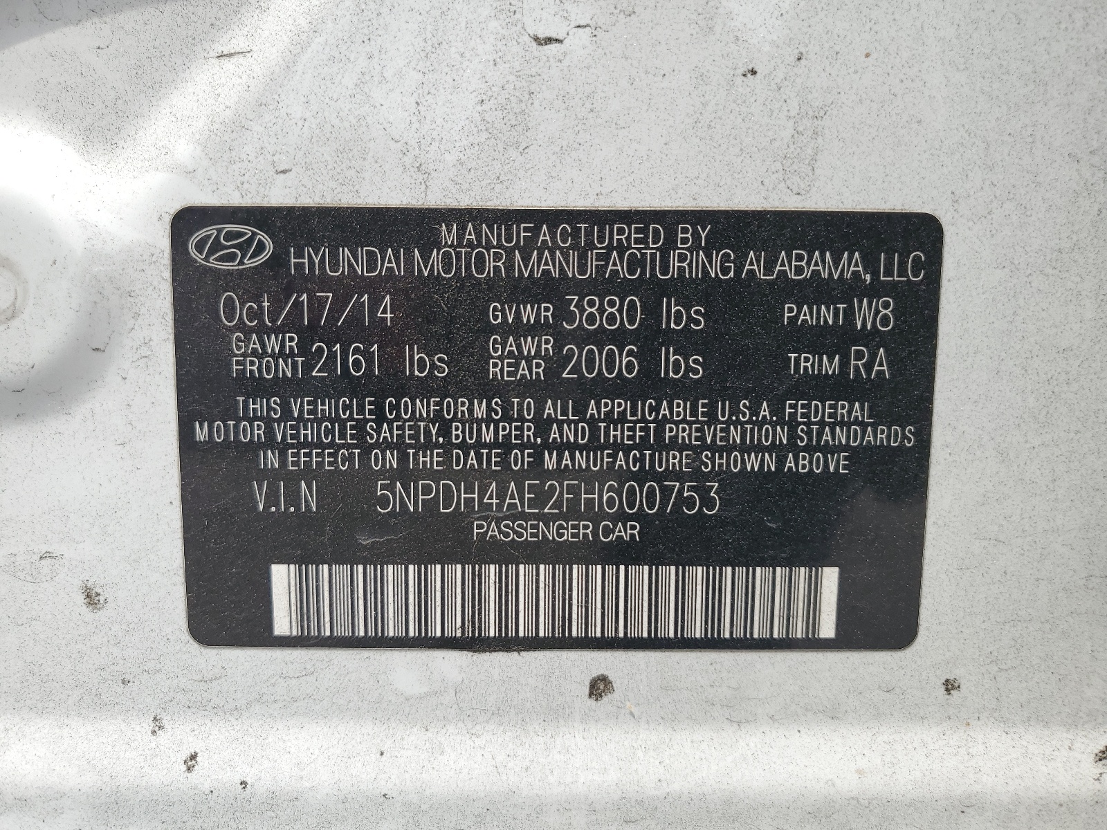 5NPDH4AE2FH600753 2015 Hyundai Elantra Se