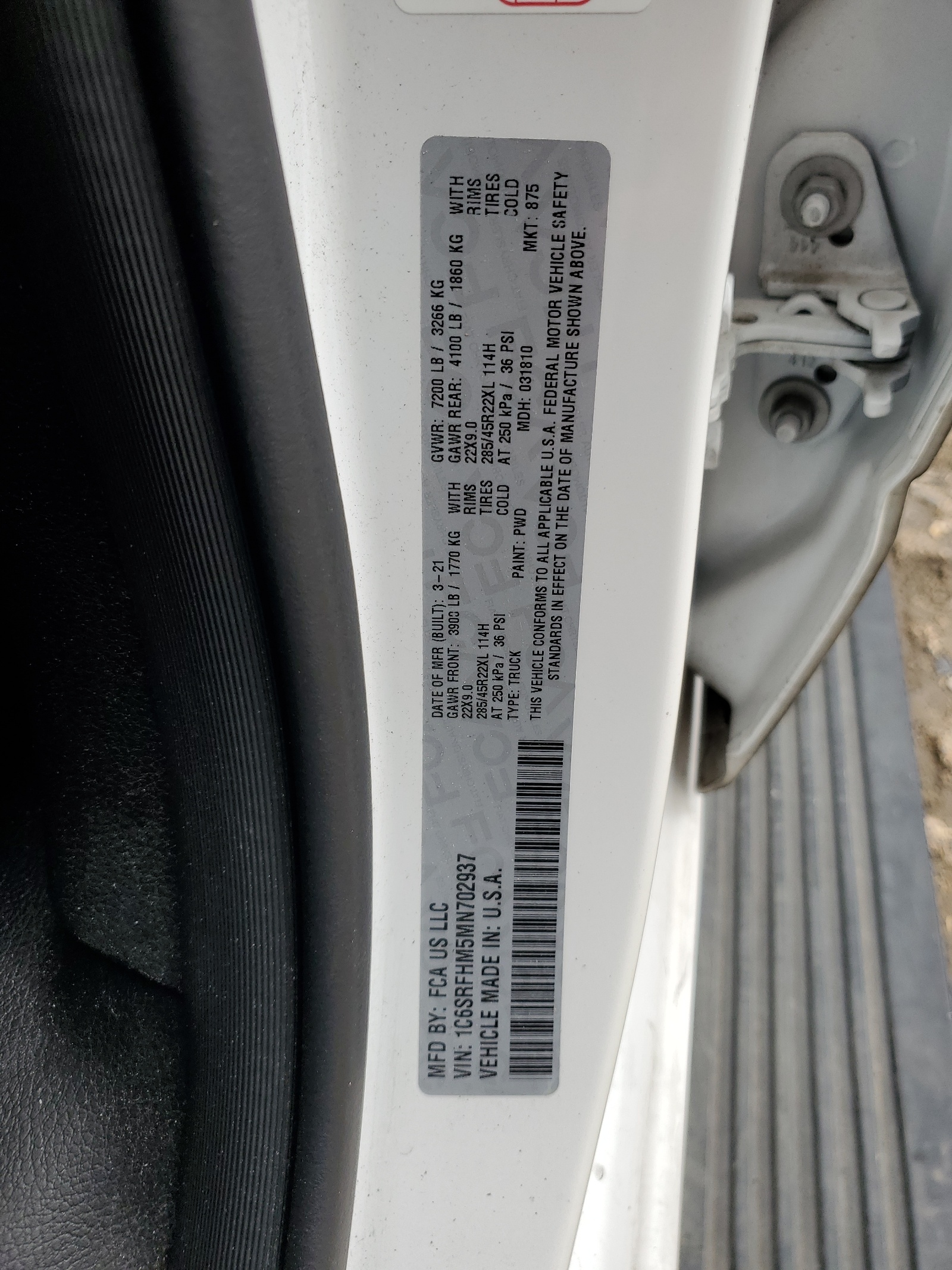 1C6SRFHM5MN702937 2021 Ram 1500 Limited